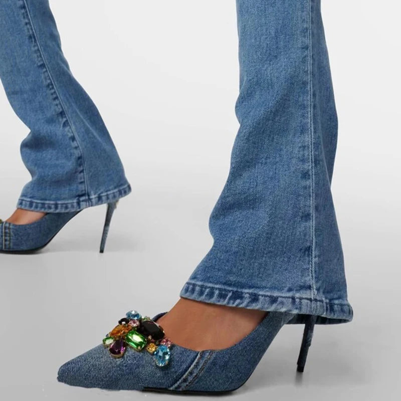 Fashion Denim Women Heels