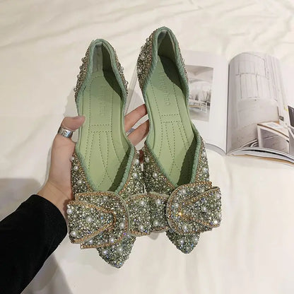 Rhinestone & Pearl Pointed Toe Shoes