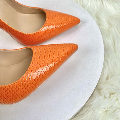 Orange Snake Patterned Heels