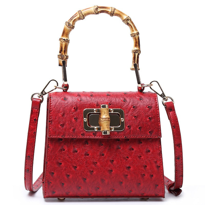 Ostrich Pattern Buckle Bag