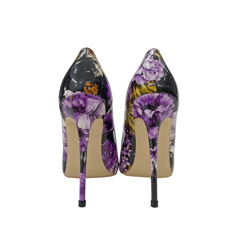 Floral  Shallow Mouth Heels