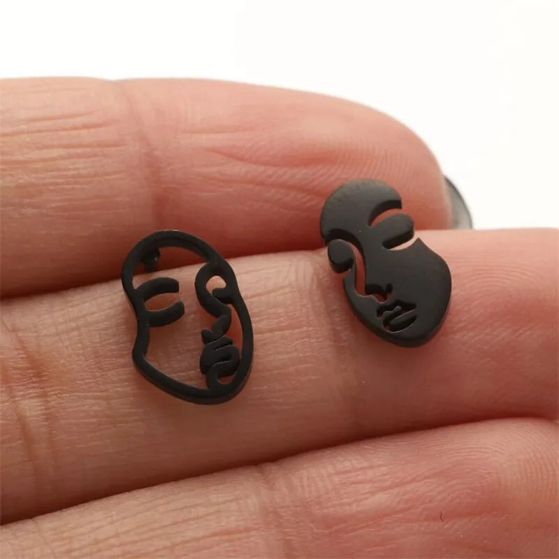 Face Abstract Stud Earrings