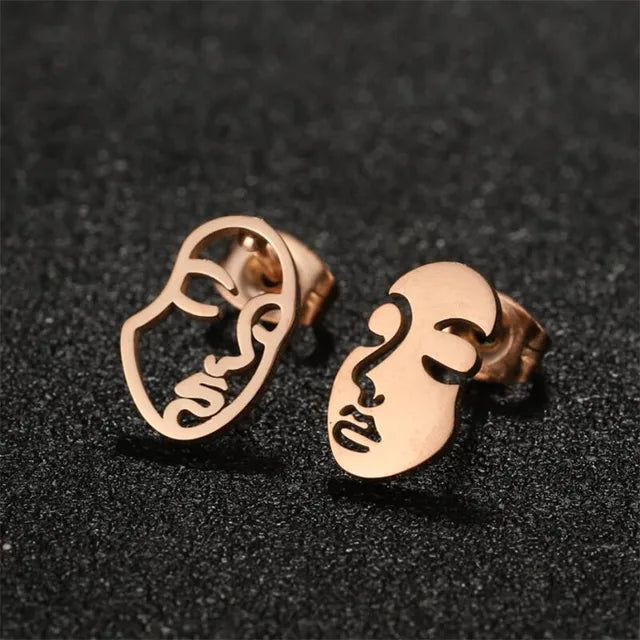 Face Abstract Stud Earrings