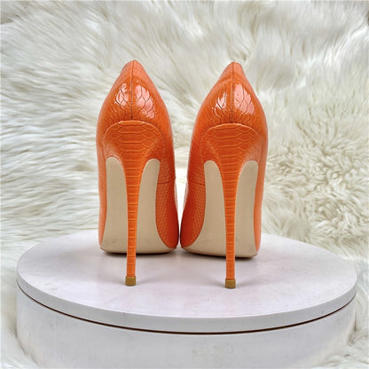 Orange Snake Patterned Heels