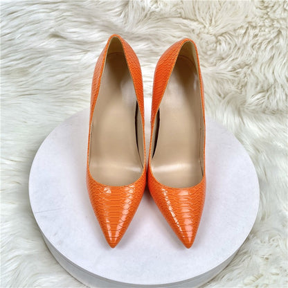 Orange Snake Patterned Heels