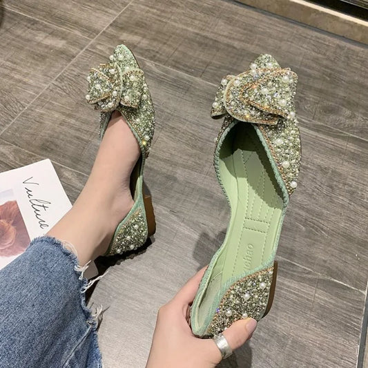 Rhinestone & Pearl Pointed Toe Shoes