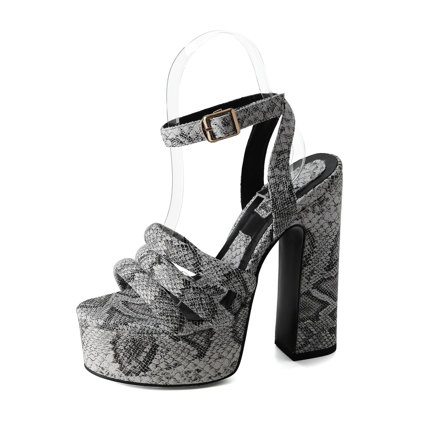 Round Snake Pattern Heels