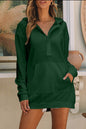 Drawstring Half Zip Hooded Dress