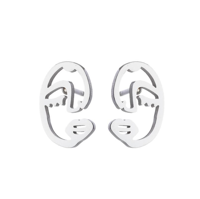 Face Abstract Stud Earrings