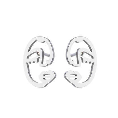 Face Abstract Stud Earrings