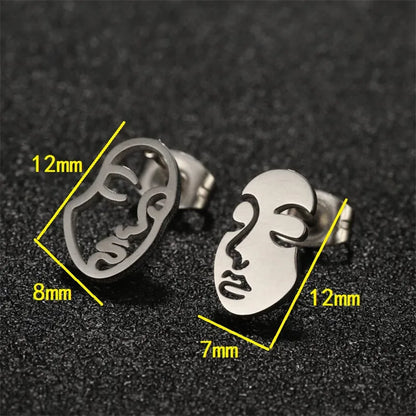 Face Abstract Stud Earrings