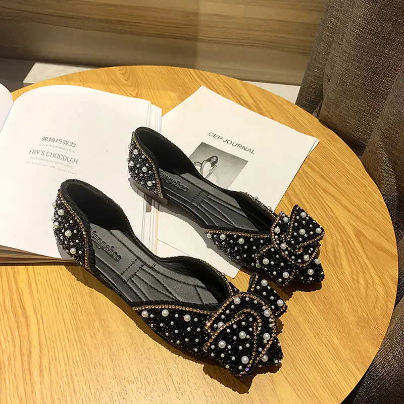 Rhinestone & Pearl Pointed Toe Shoes