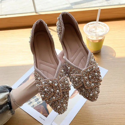 Rhinestone & Pearl Pointed Toe Shoes