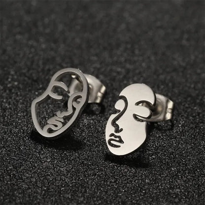 Face Abstract Stud Earrings