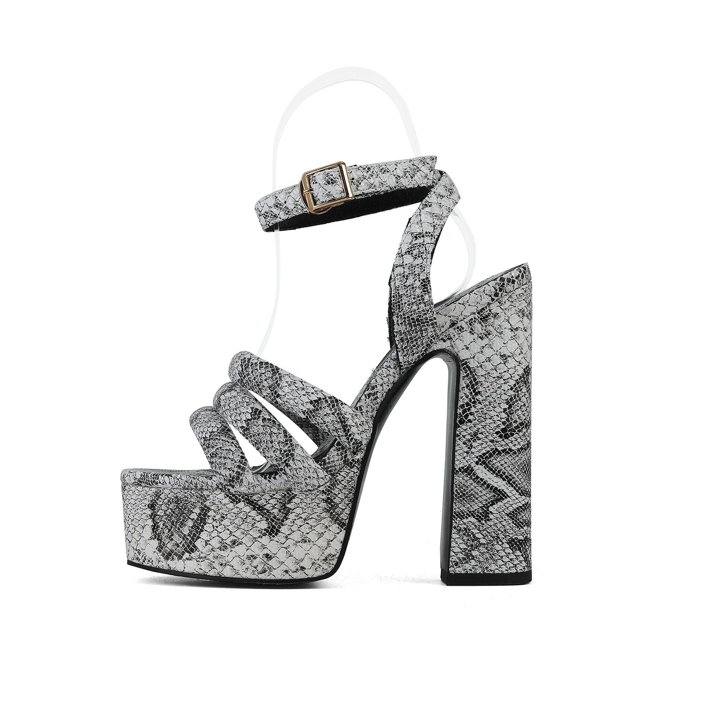 Round Snake Pattern Heels