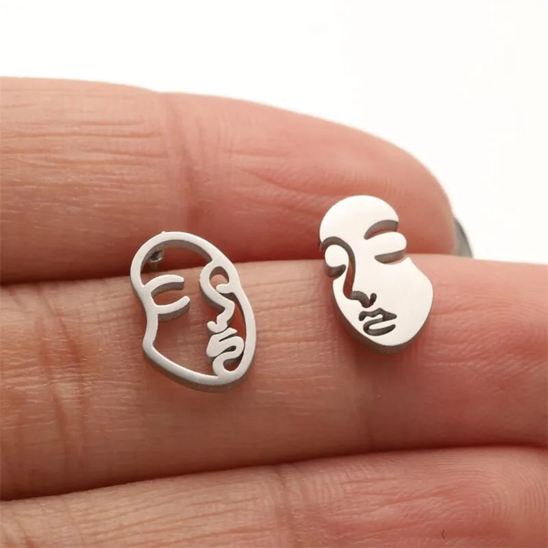 Face Abstract Stud Earrings