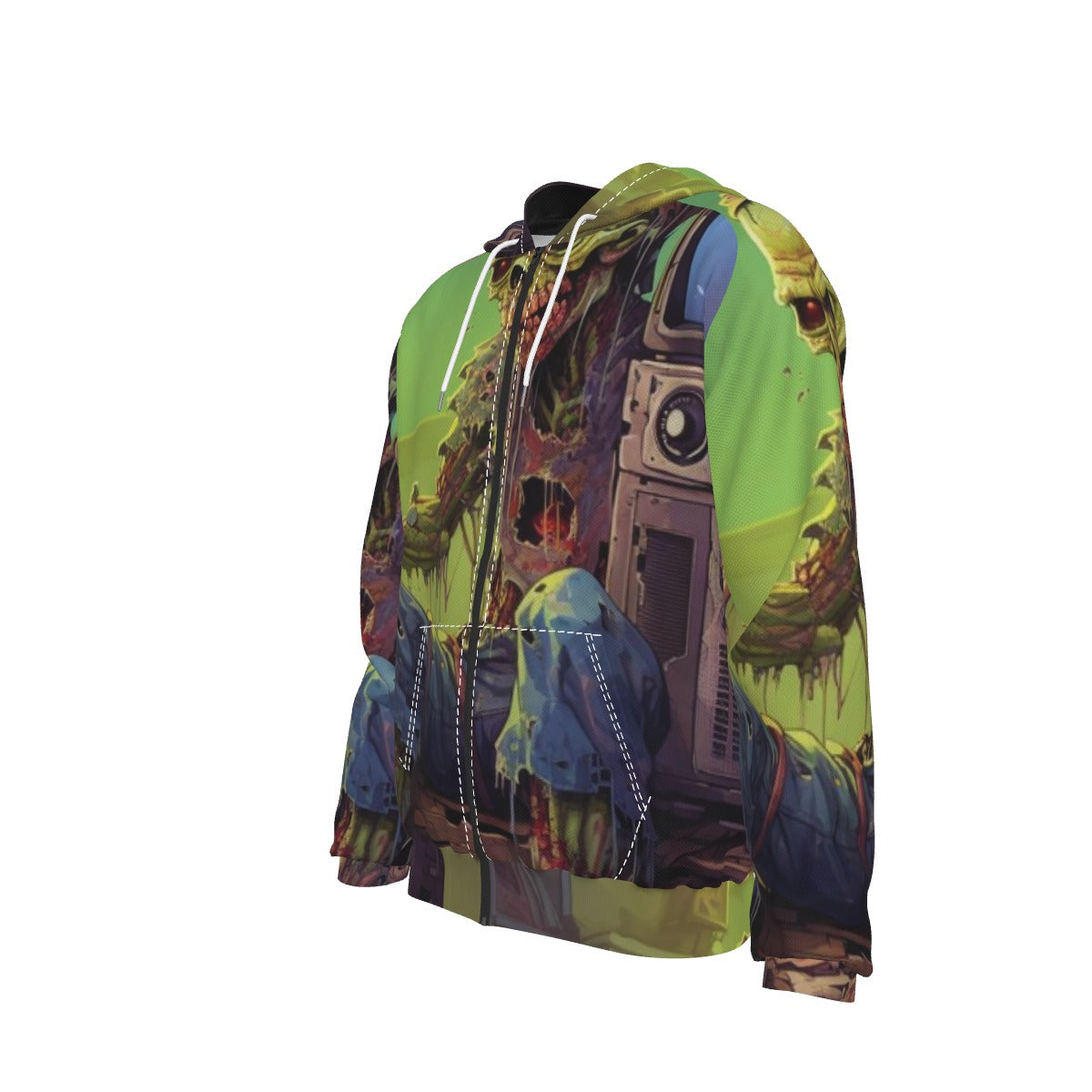 Zombie Thoughts Men's Zip Up Hoodie With Pocket